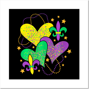Cute Mardi Gras Love Hearts for Women Girls Kids Posters and Art